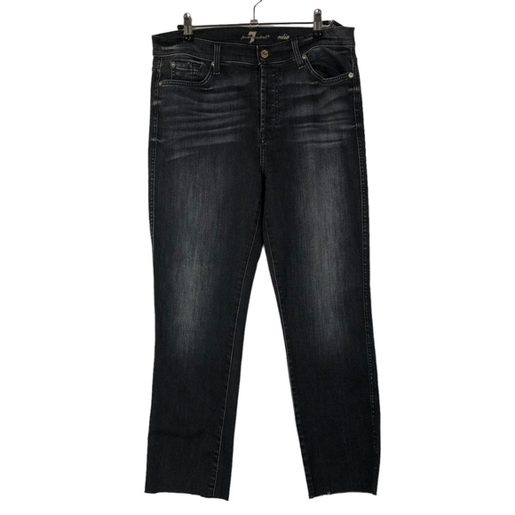 7 For All Mankind Edie Black High Rise Button Fly Jeans 31 - Picture 1 of 4